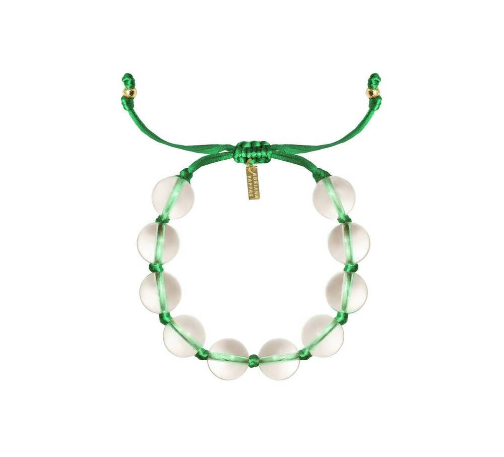 NEW ADRIANA PAPPAS women's glass bracelet on colored cord in green